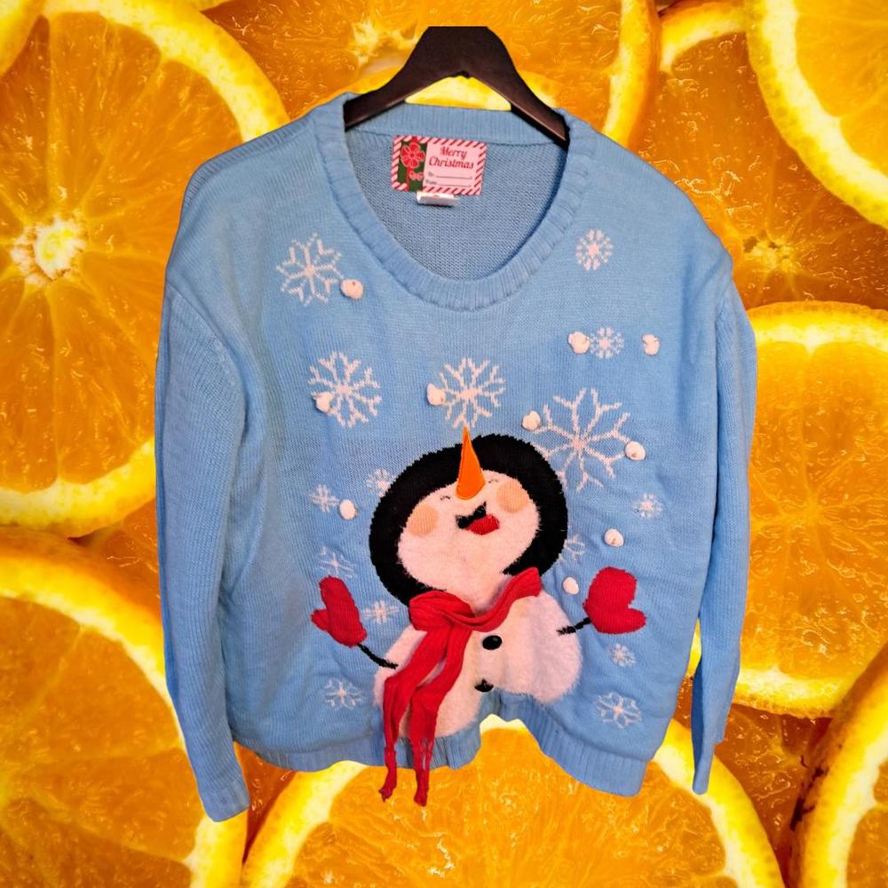 Merry Christmas Snowman with‎ Light Up Snowflakes Ugly Sweater Size XL